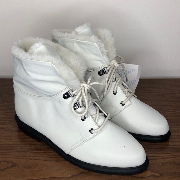 DANEXX Shoes - Danexx White Faux Fur Lined Ankle Boots